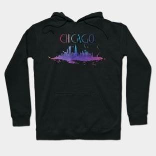 Chicago Watercolor Skyline Hoodie
